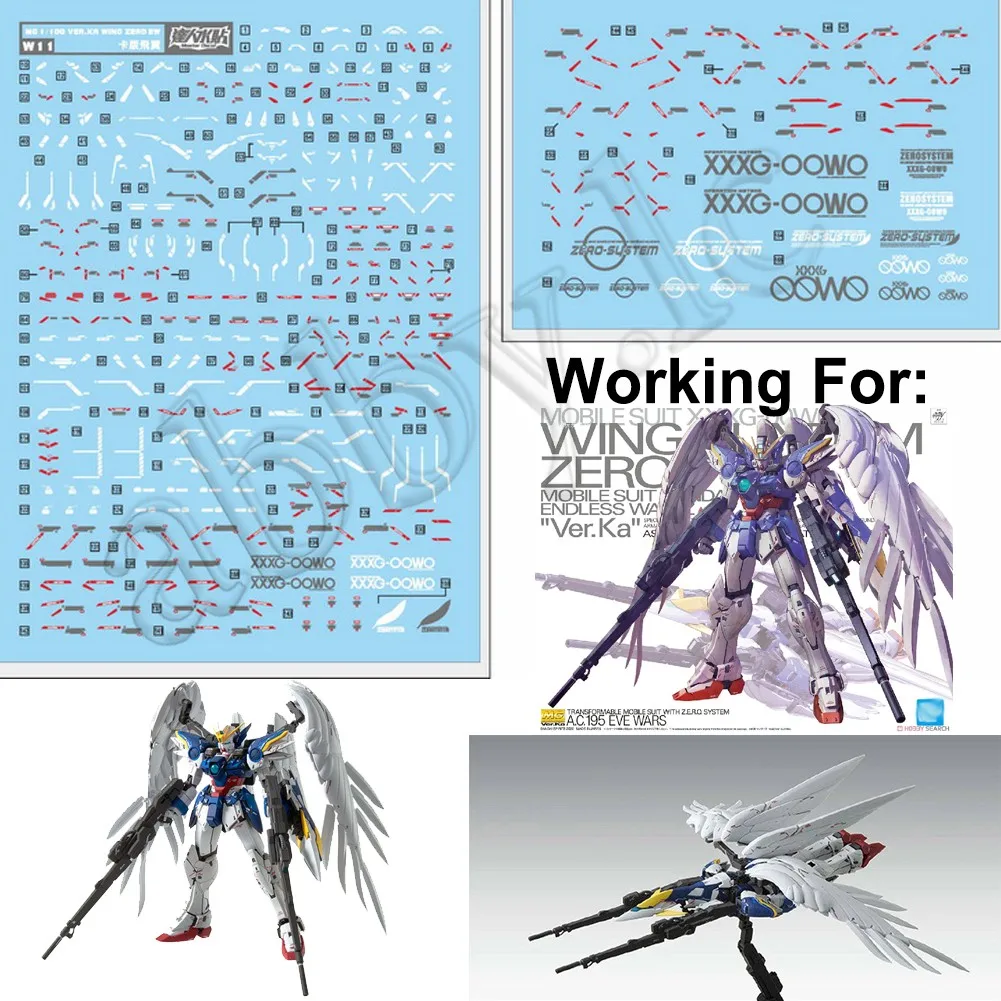 for MG 1/100 Wing Zero EW ver ka XXXG-00W0 D.L Model Master Water Slide pre-Cut Caution Warning Detail up Decal Sticker W11 DL