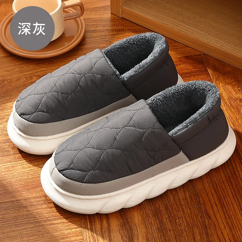 Eyriphy Men's Fur Plush Slippers Winter Warm Non-Slips House Slides Men Outdoor Soft Sole Furry Slippers Waterproof Fluffy Shoes