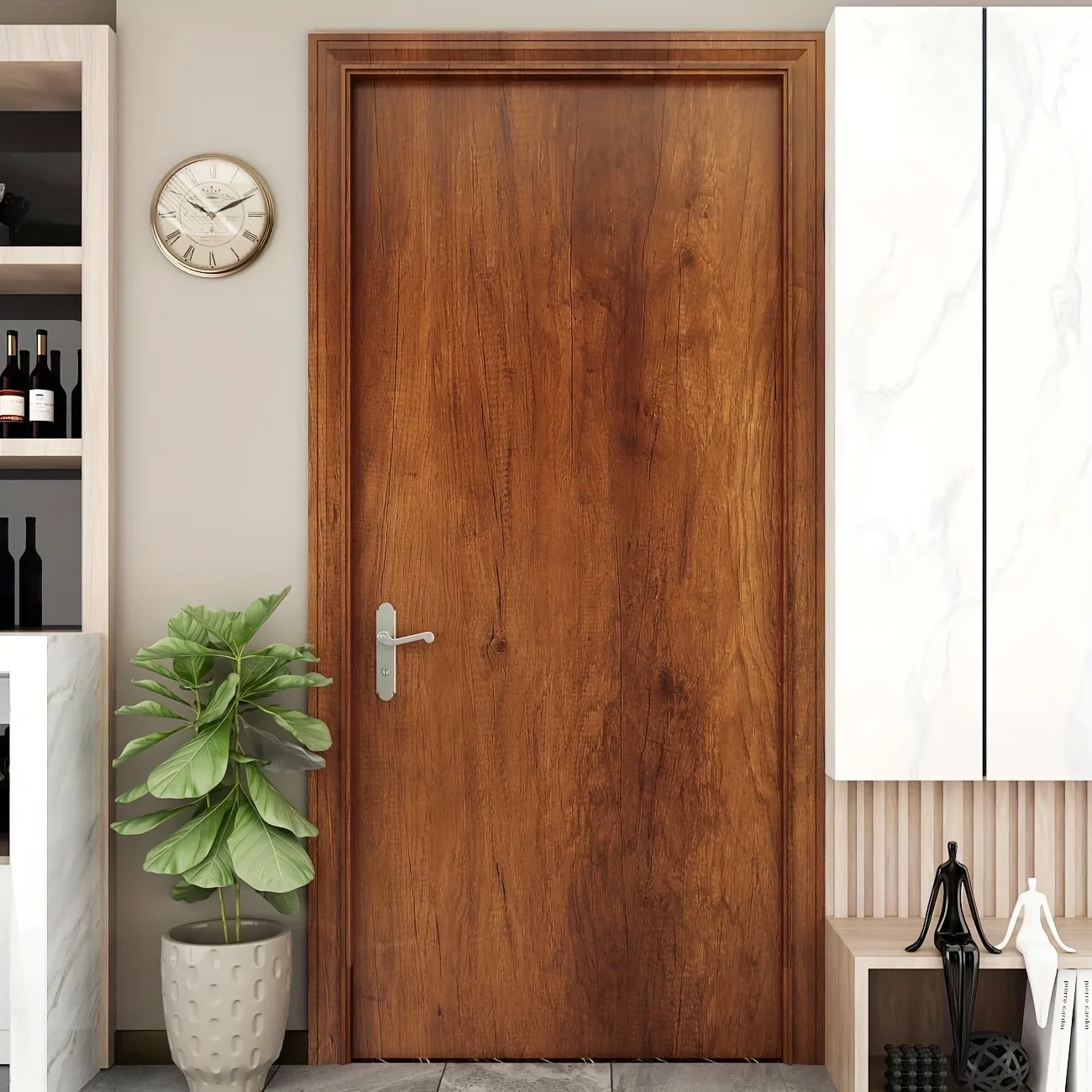 Brown Wood Grain PVC Self-Adhesive Contact Paper Removable Waterproof for Home Furniture Kitchen Cabinets Table Wardrobe Decor