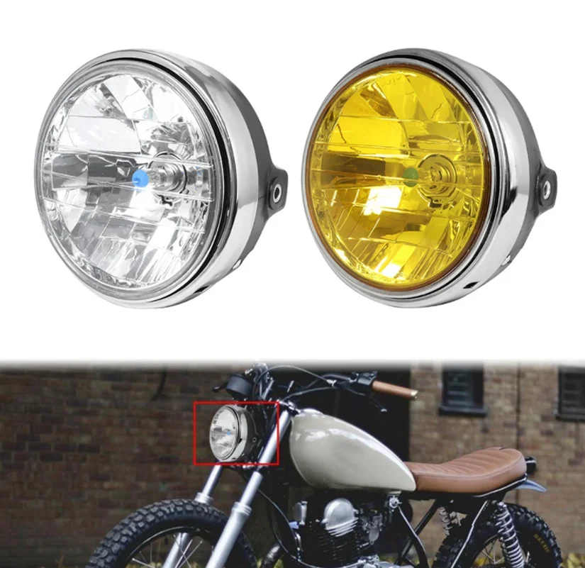 

For Honda CB Series 7 Inch 35W Universal Motorcycle Headlight Yellow Crystal Glass Clear Lens Beam Round LED HeadLamp