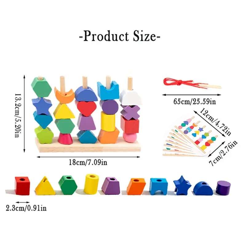 مجموعة تعليمية للأطفال - مجموعات أعمدة قوس قزح لفرز الألوان، مطابقة أوتار الشكل، مكعبات بناء ملونة #3
