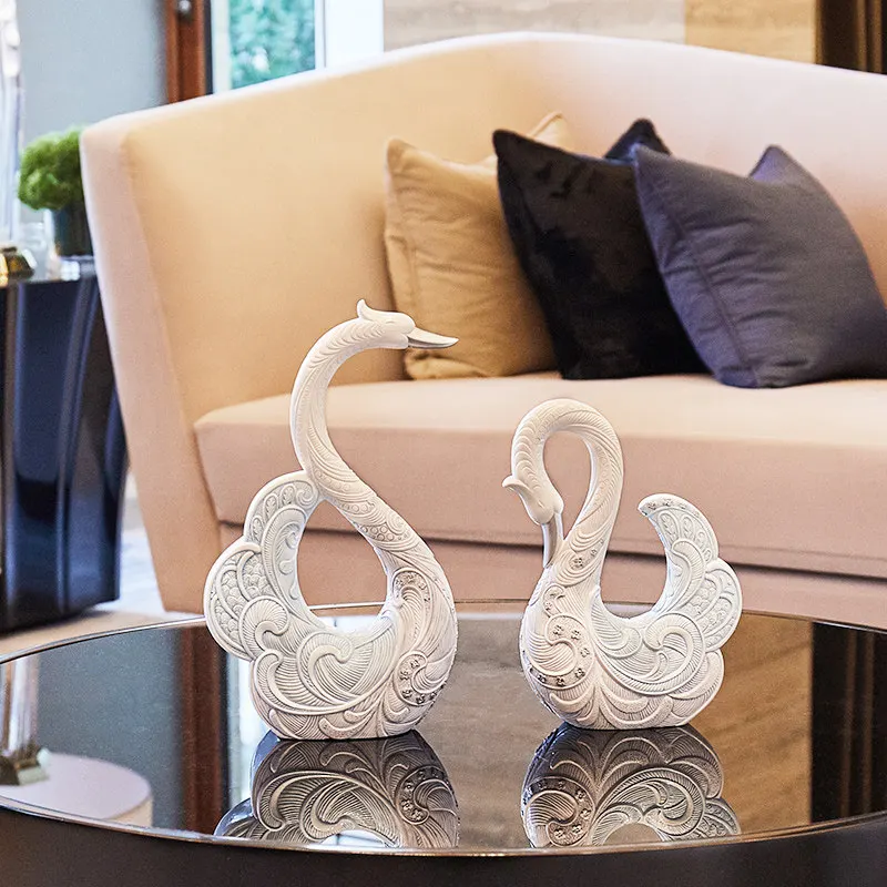 Simple Modern Resin Swan Ornaments Wedding Gifts Home Livingroom Table Furnishing Crafts Hotel Office Desktop Figurines Decor