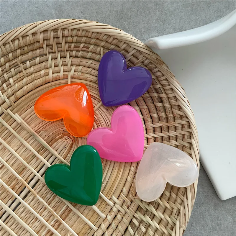 Summer small fresh jelly color acrylic love hairpin side clip girl heart peach heart duckbill clip bangs clip