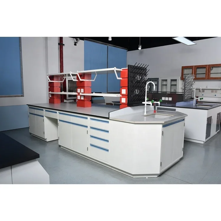 Banco da lavoro per fabbricazione in acciaio da laboratorio di chimica, banco epossidico con lavello