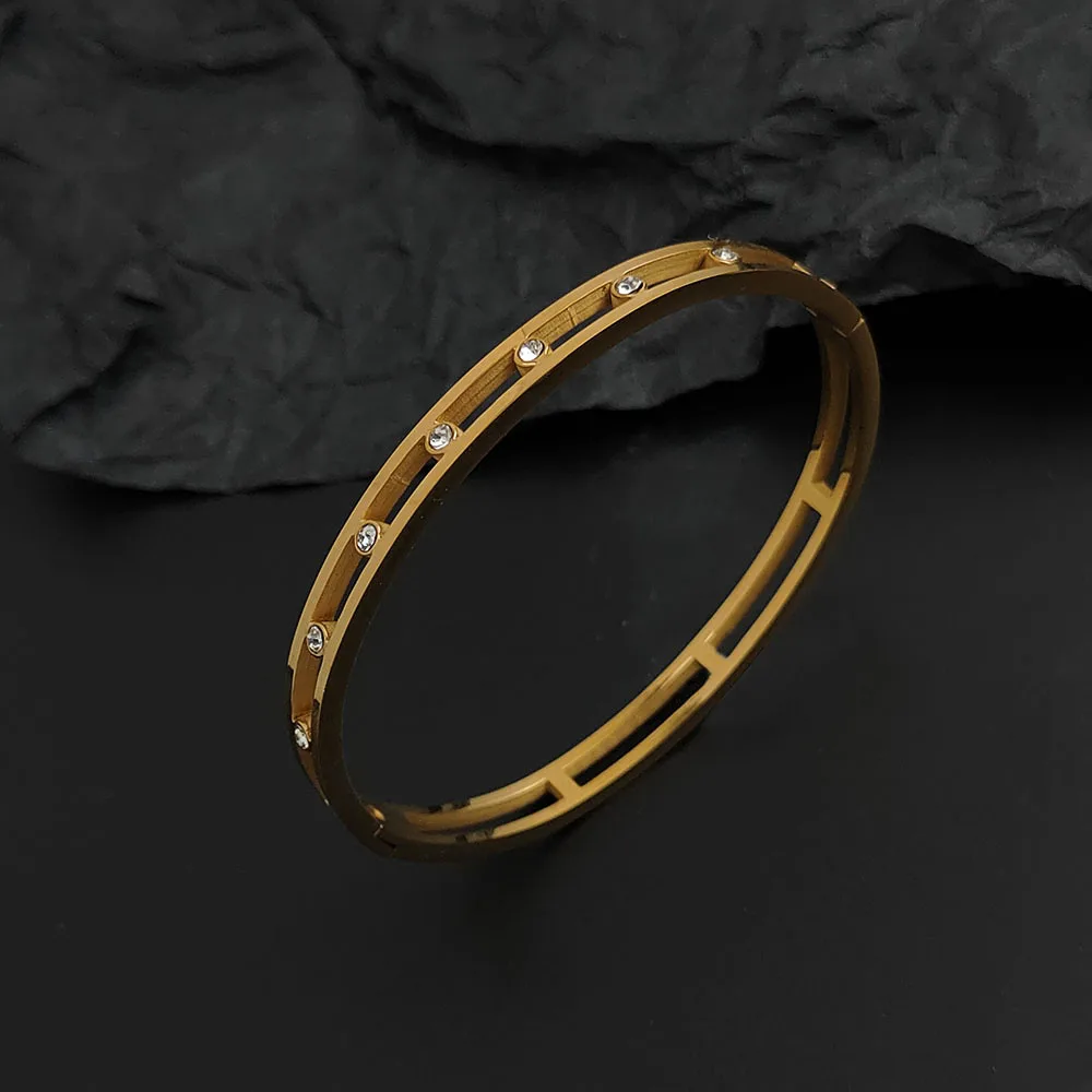 

Creative hollow zircon gold-plated stainless steel women's bracelet, waterproof and rust-free, couple bracelet