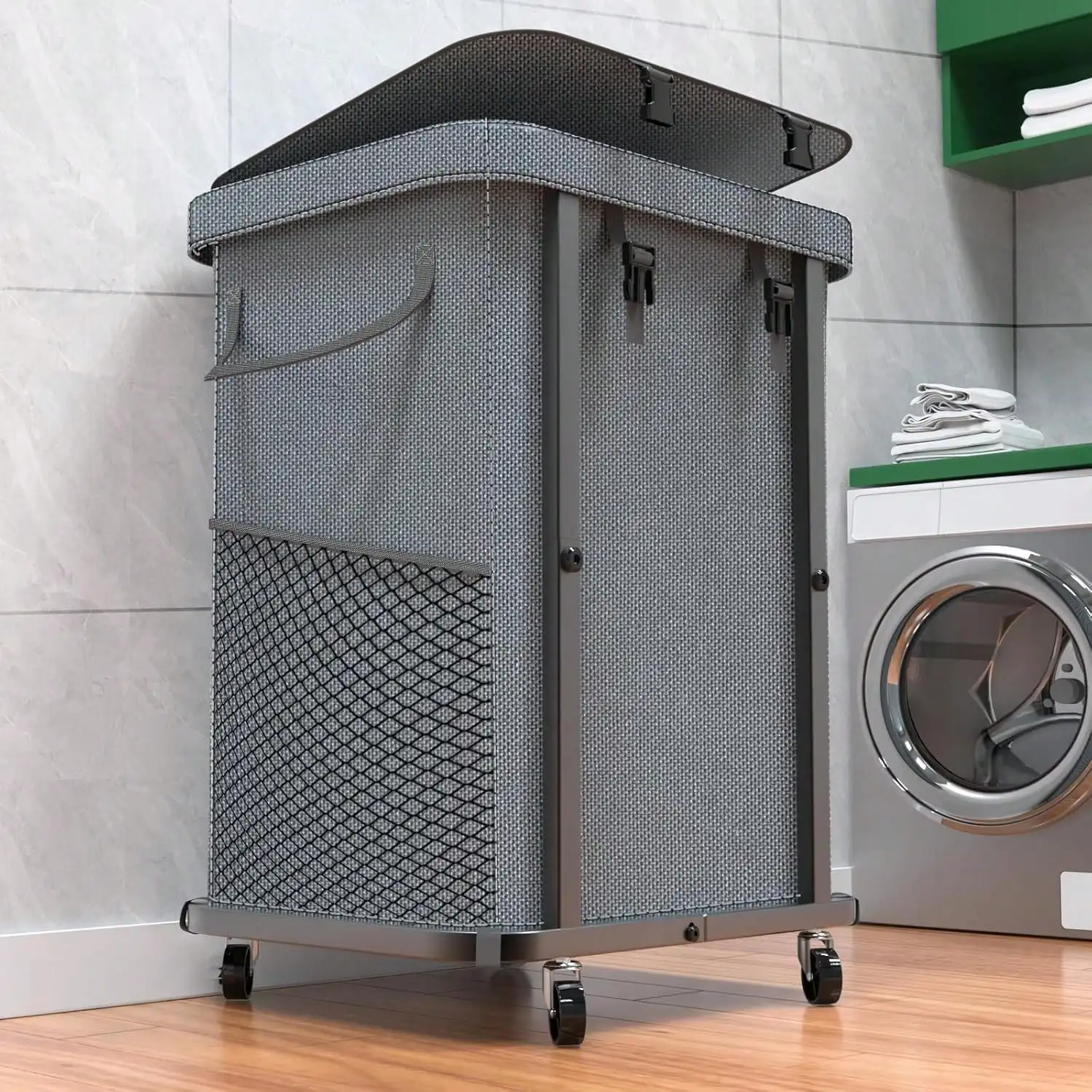 40 Gal(150L) High Grade Lar Laundry Basket With Wheels, Rolling Laundry Hper, Laundry Cart With Metal Fre And Removable Bag Design, Suitable For Laundry Room, Bedroom Variant 1