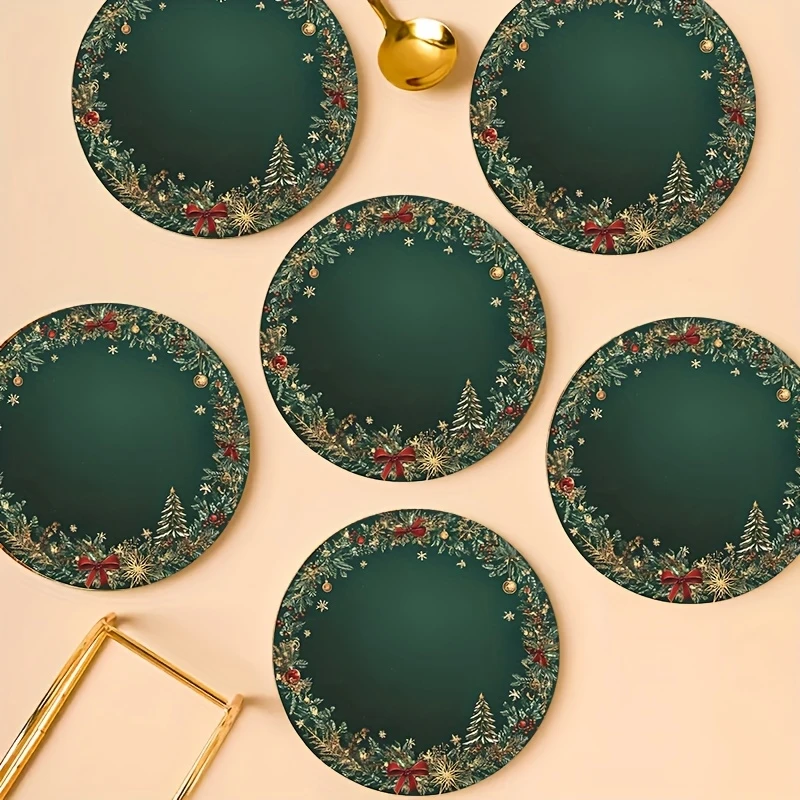 2D ريترو الأخضر عيد الميلاد كرة الثلج شجرة صنوبر 4in الوقايات الخشبية مجموعة للمنزل مكتب طاولة القهوة ديكور 2026 السنة الجديدة هدية حفلة #2