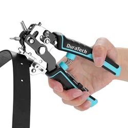 DURATECH Leather Hole Punch, Heavy Duty Belt Hole Punch Plier with 6 Solid Holes for Belts, Watch Bands, Straps,  DIY Home