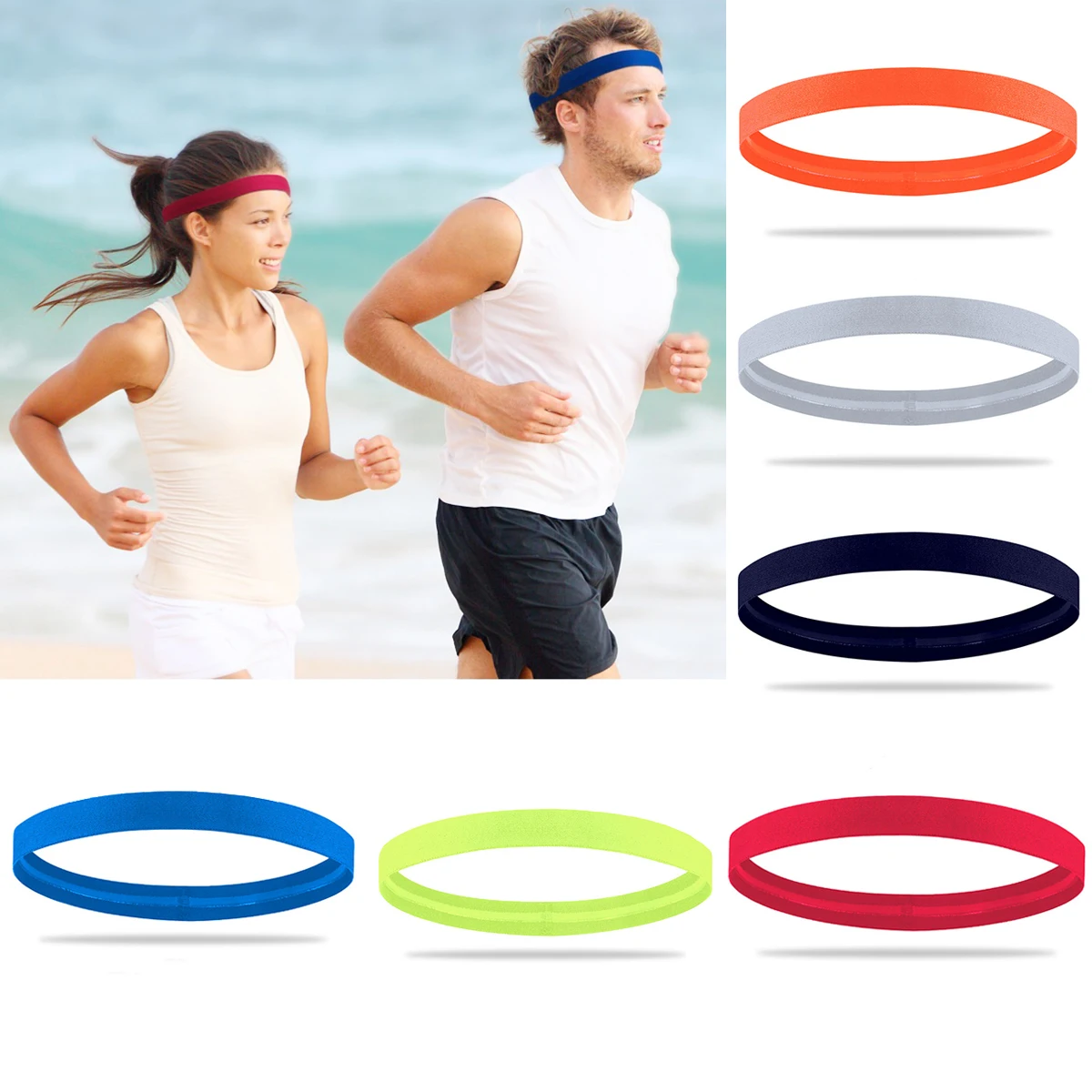 

Sports specific high elasticity yoga running fitness headband silicone anti slip sweatband sweat guiding headband headband ti