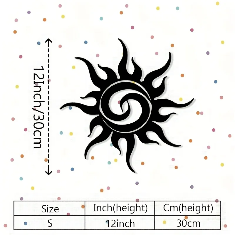 Solstice Schwarze Metall-Tribal-Sonnen-Wandskulptur Böhmische Spiral-Sonnenstrahl-Dekoration für Innen und Außen Einfach zu Montieren