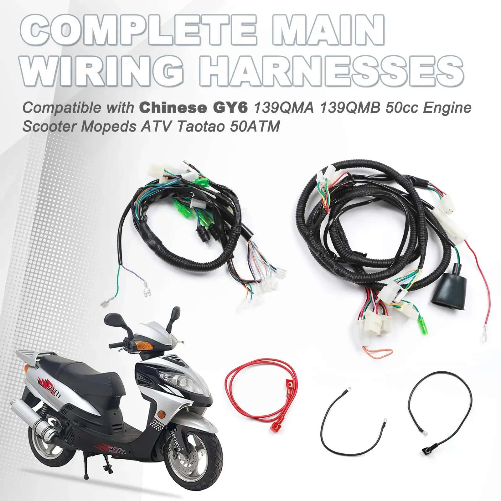 

Motorcyel Complete Main Wiring Harnesses Compatible with Chinese GY6 152QMI 157QMJ 125cc 150cc Engine Scooter Mopeds ATV Jonway