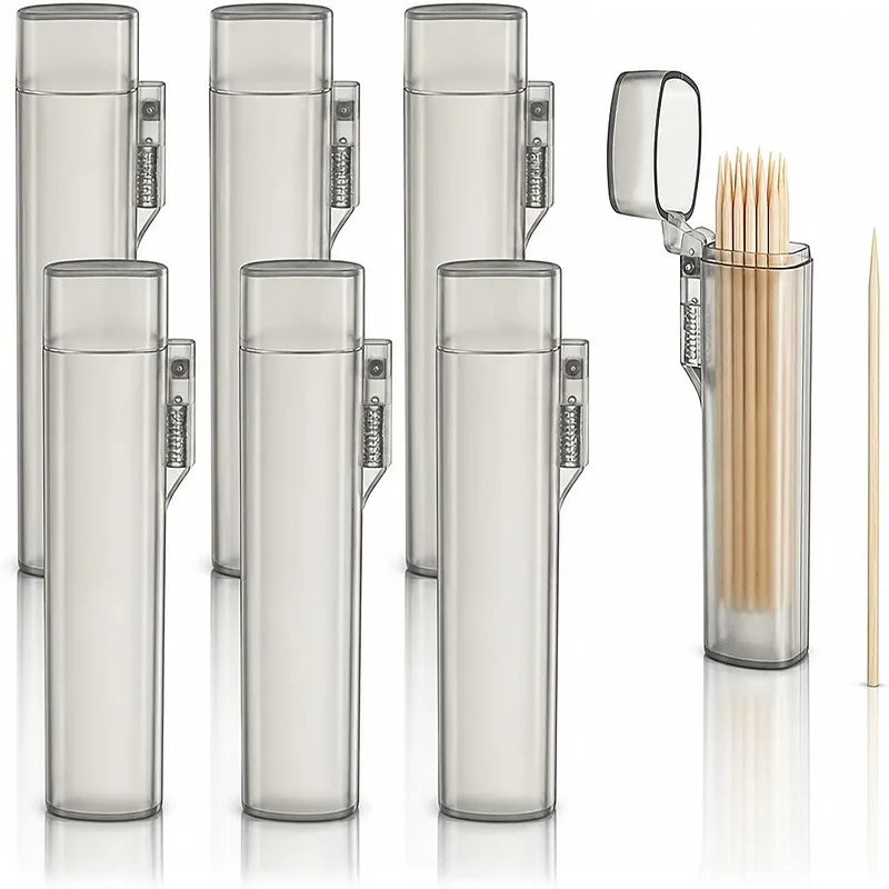 Portable Transparent Toothpick Holder Reusable Toothpick Storage Box Cotton Swab Case Needle Cases Restaurant Supplies