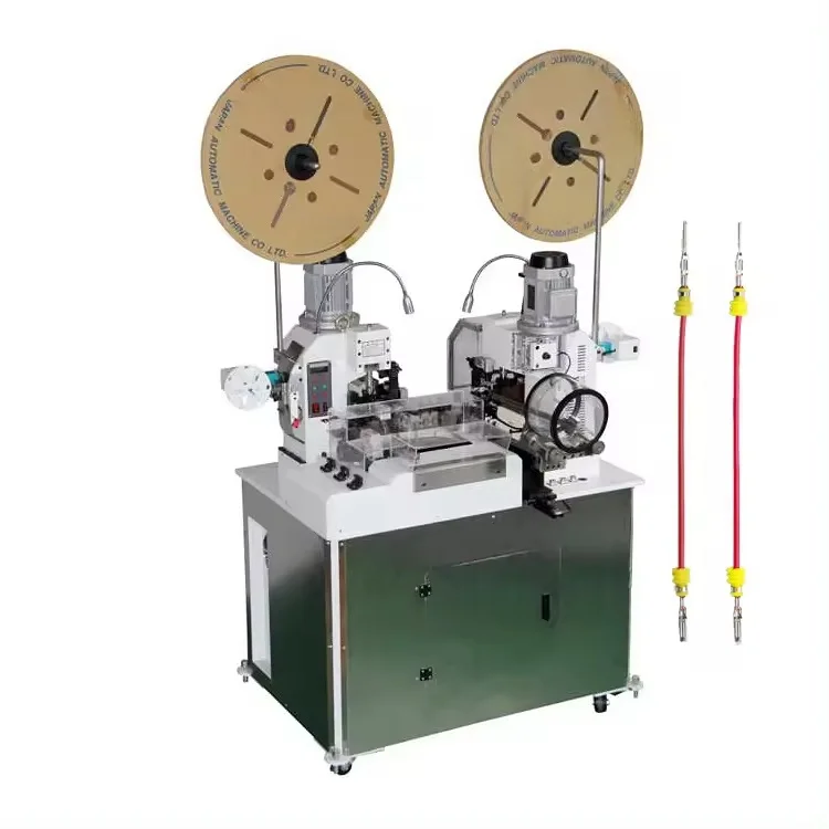 Fully Automatic Double Head  Flag Ferrule Wire Cut Strip Press Inserting Terminal Crimping Machine With Insulation Sleeves