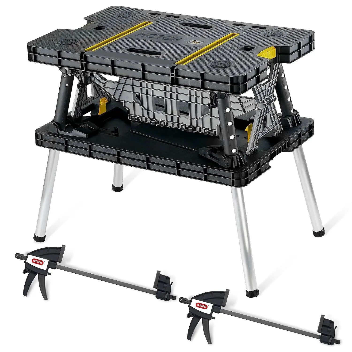 Heavy-Duty Folding Workbench with 1,000 Pound Capacity | Foldable Work Table with 12 Inch Adjustable Clamps for Garage, Custom