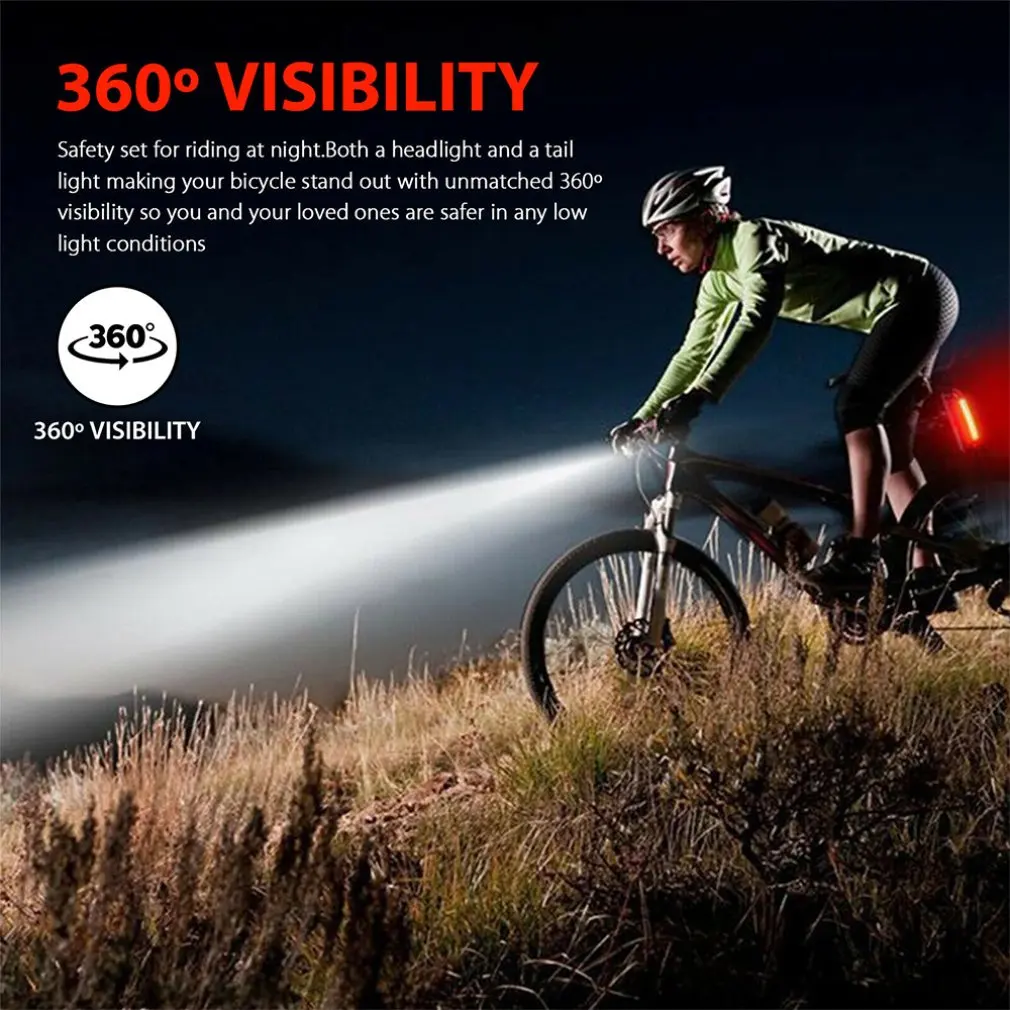 Bike Lamp Set Smart Rear Laser Bicycle Light LED USB Rechargeable Wireless Remote Turning Control Cycling Bycicle Light