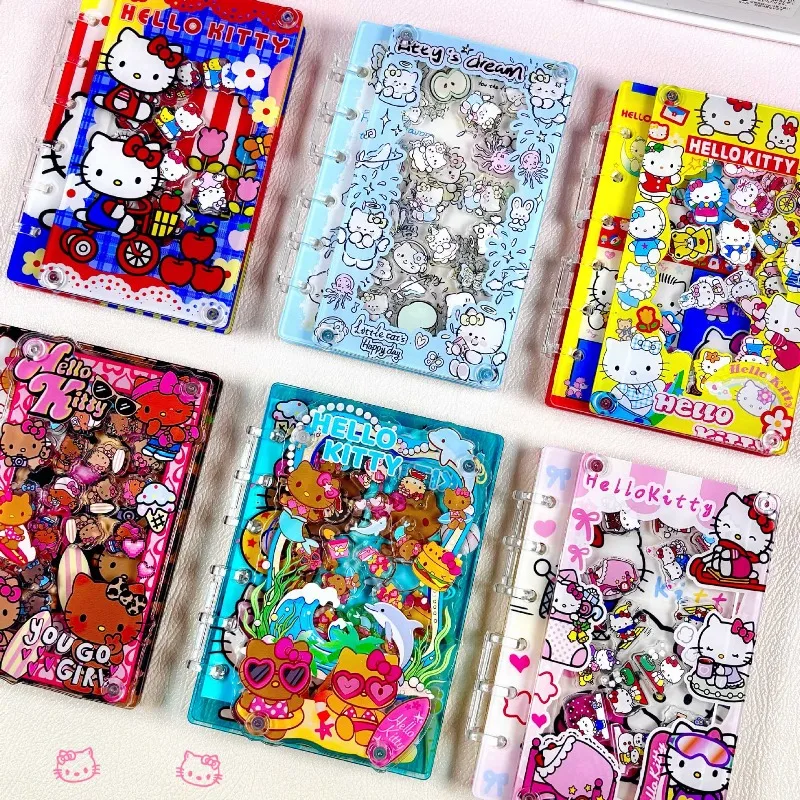 

Cartoon Anime Sanrio Cute Hello Kitty A7 Loose leaf book AndWobble Shake Fighter Acrylic Notebook，Writing Pads birthday gift