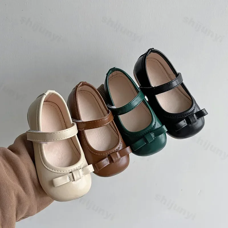 

Princess Girls Shoes Kids Leather Shoes for Girls 2025 New Children Casual Flats Fashion Bowknot Single Shoes for Wedding Party