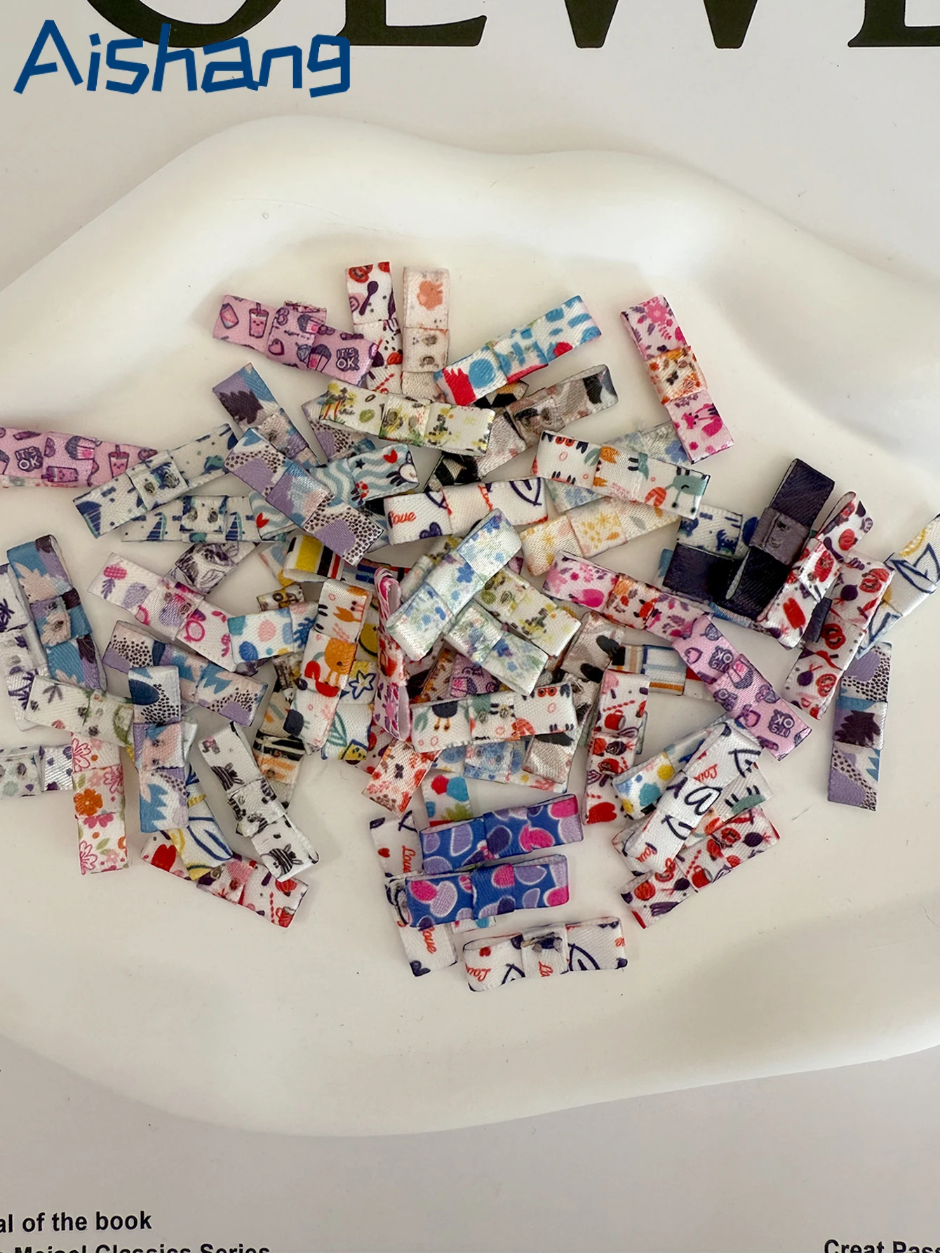 

Mini Beautiful Colorful printing Bow Satin Ribbon Bowknot For DIY Girl Hairpins&Garment Decoration Craft Accessory