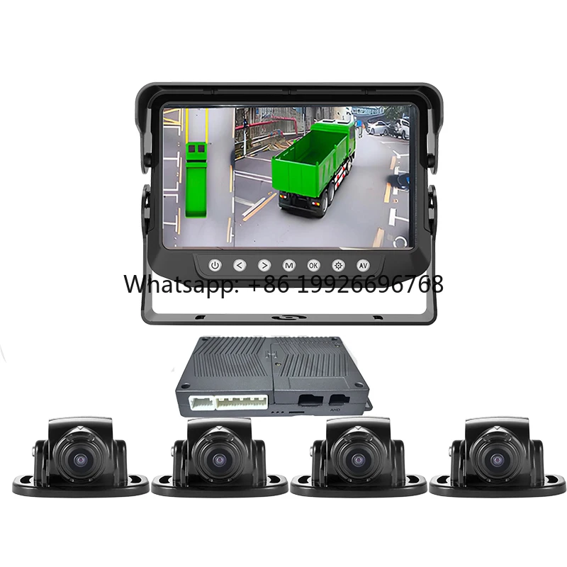 

360 Degree AI Bird View Surround Panoramic System 1080p DVR Camera for Waterproof Monitor for School Buses Trucks