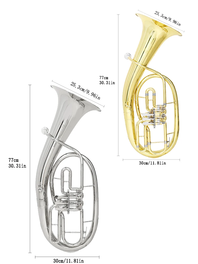 SLADE Tenor Horn Triple Flat Key Brass Lacquer Tenor Horn Professional Brass Instrument with Wipes Gloves Bags Accessories
