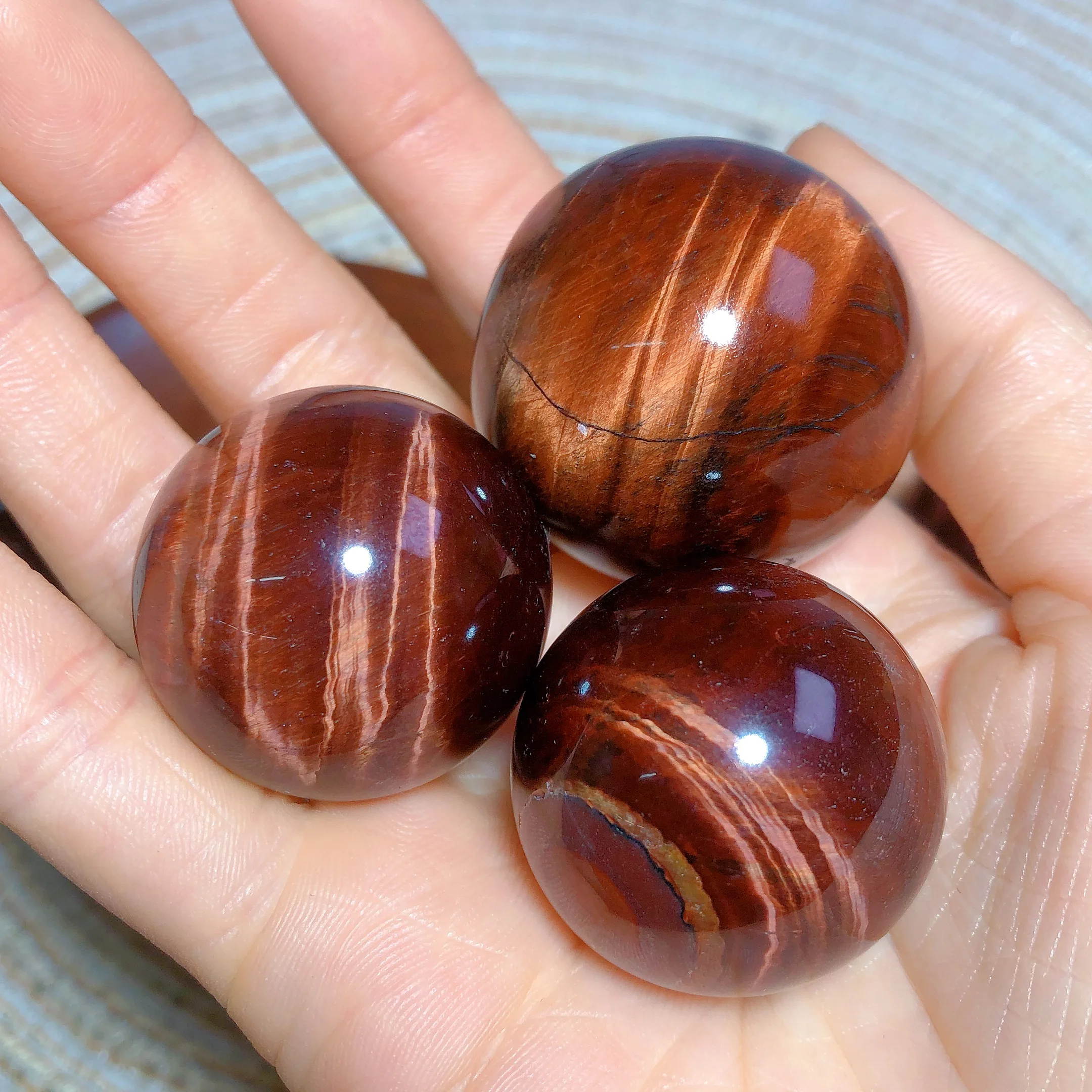 

Natural Crystal Red Tiger Eye Sphere Wholesale Flashy High Quality Mineral Rare Precious Stone Gift