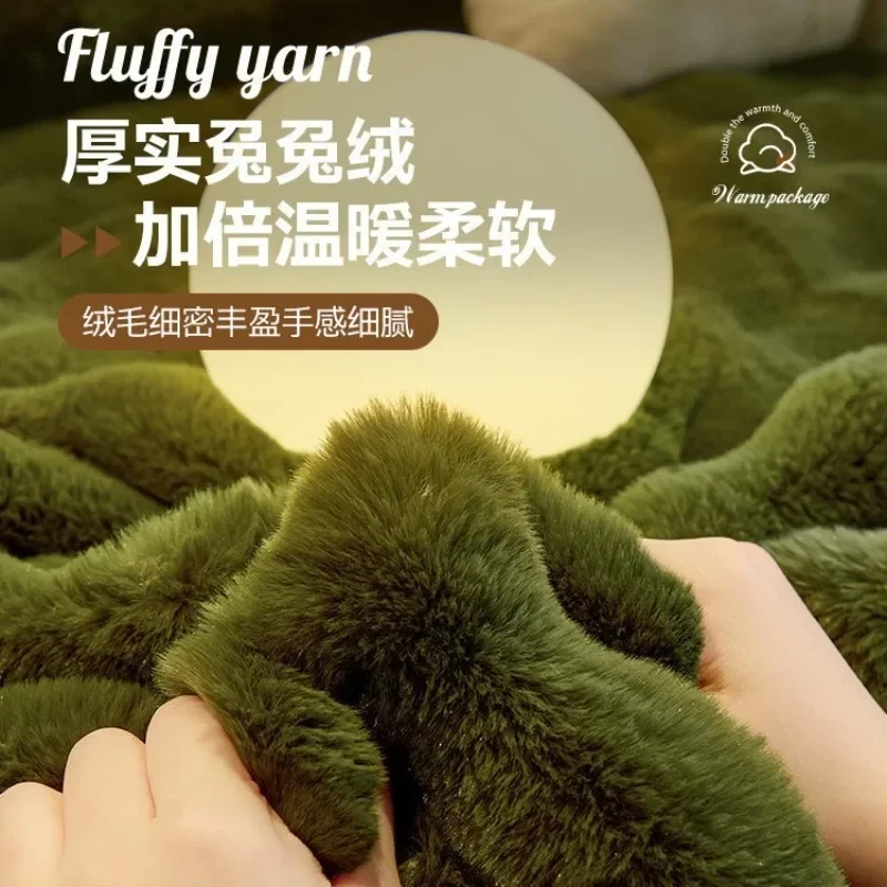 Winter Imitation Rabbit Plush Sofa Cover Full Covered Sofa Blanket Dust Proof Couch Slipcover Solid Color Thickened Soft Warm
