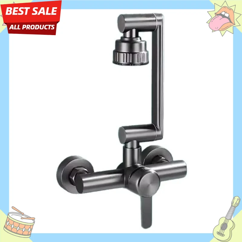 

Stainless Steel Wall Mounted Kitchen Faucet Bathroom Kitchen Sink Washbasins Cold Hot Water Mixer Tap 360 Degree