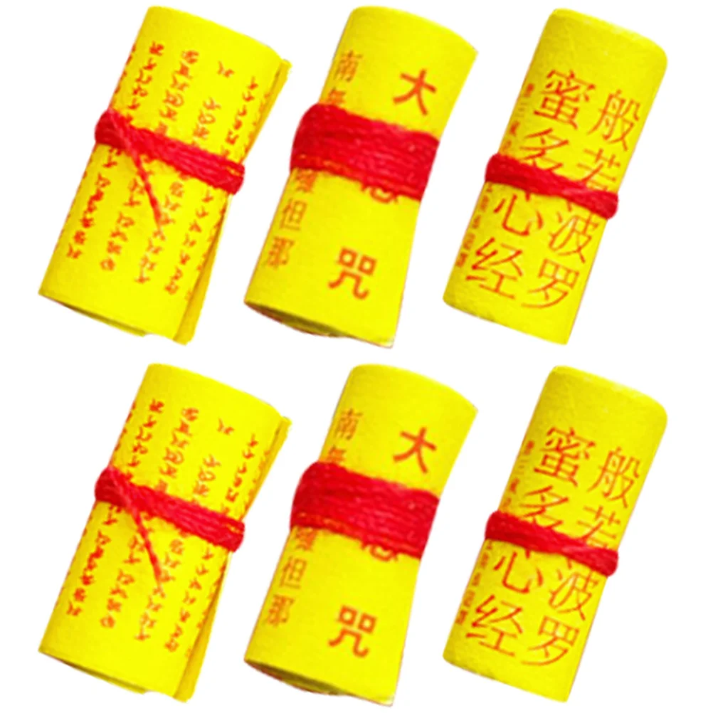 

6 Pcs Mini House Decor Vintage Ornament Paper Decorative Tiny Scriptures Desktop Model