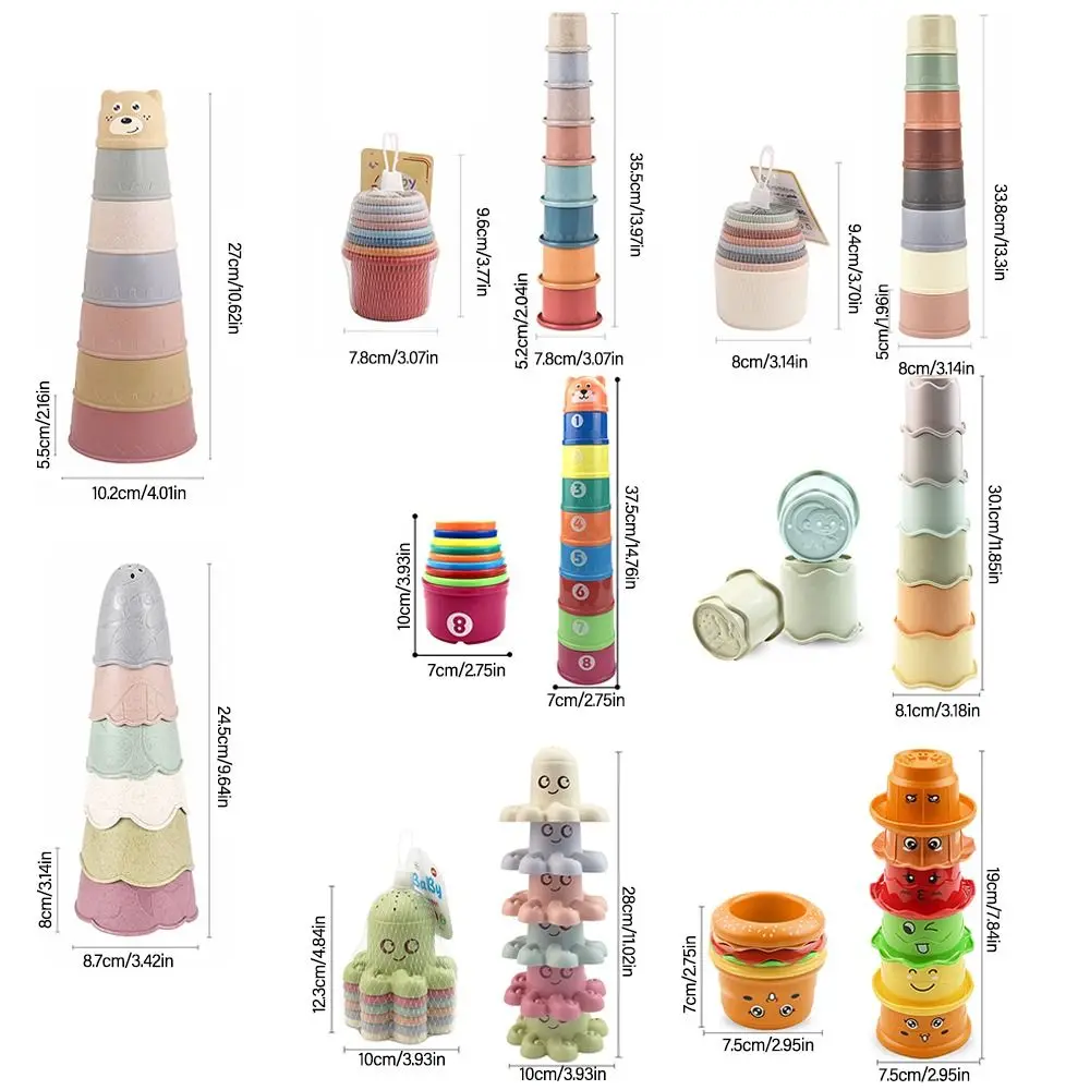 High Quality Hot  Stacking Tower Building Blocks Stacking Cups Educational  Fun Rainbow Cups