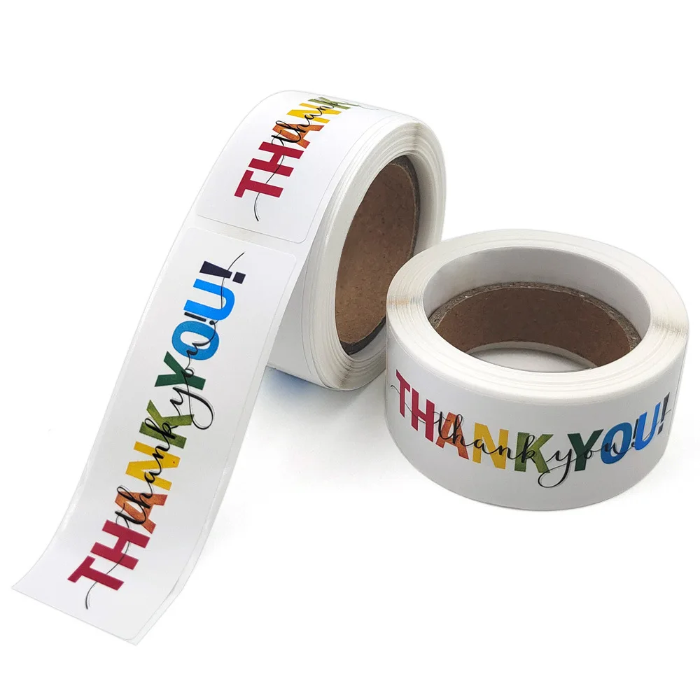 120Pcs 1*3in Colorful Thank You Stickers Gift Box Sealing Labels Envelope Seal Stickers Packaging Decoration Stickers Greeting Card Packaging Decoration Stickers