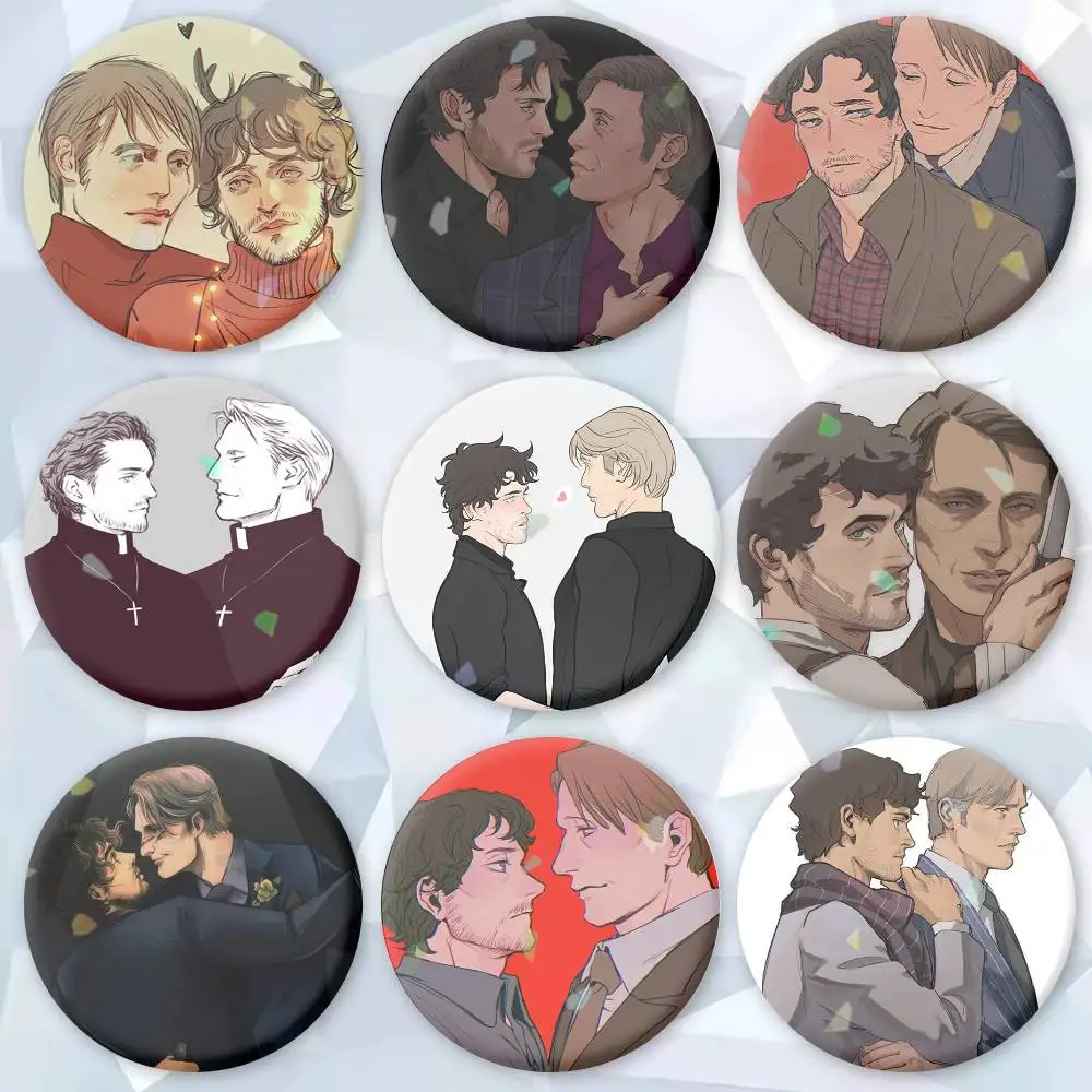 

Hannigram Murder H-Husbands Brooches Cartoon Badge Pins Backpack Hat Accessories Friend Gift