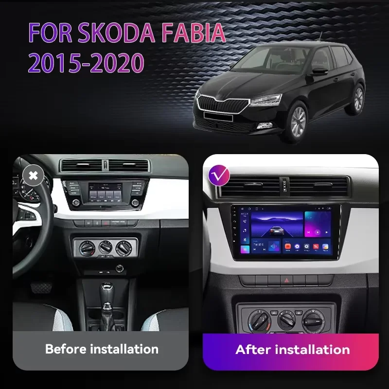 Qualcomm 8 Core Android 13 Car Radio For Skoda Fabia 3 III 2015-2019 Car Multimedia Player WIFI 4G Carplay DSP Stereo Radio GPS