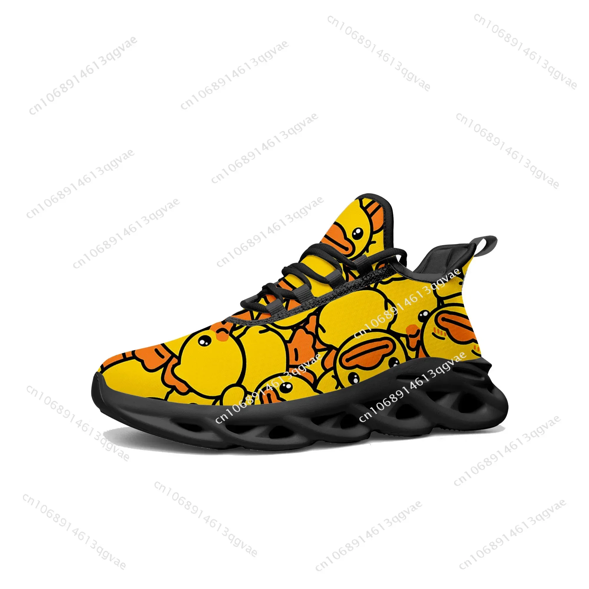 Yellow Duck Printed Flats Sneakers Mens Womens Sports Running High Quality Sneaker Lace Up Mesh Footwear Tailor-made Shoe Balck