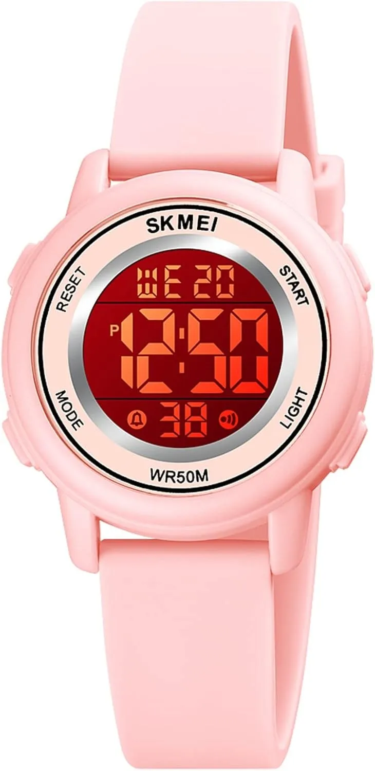 ساعة رياضية رقمية للأطفال، LED مقاومة للماء مع ساعة توقيت منبه #1