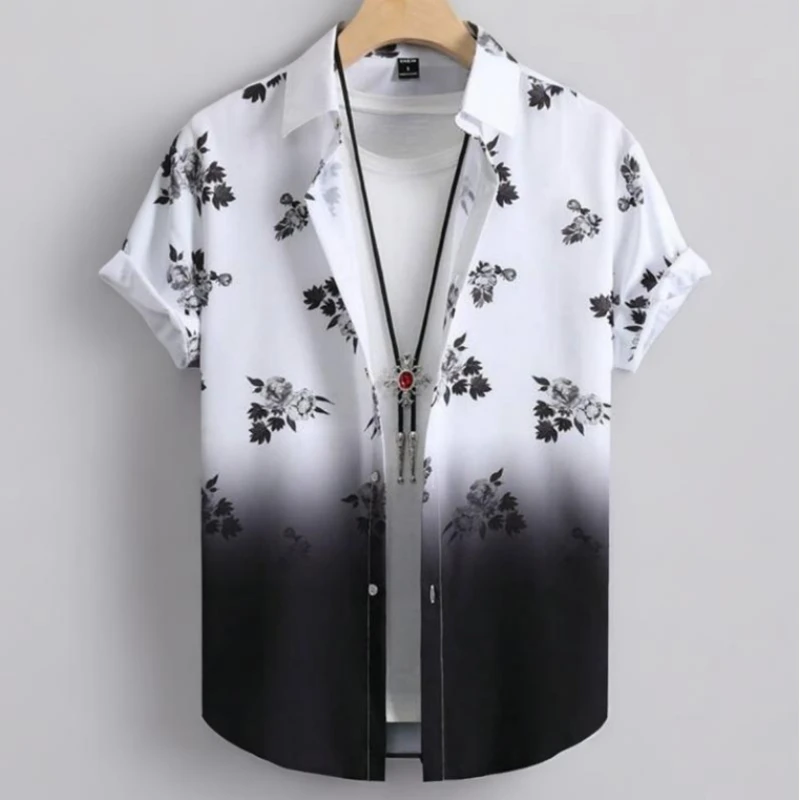 3d Bloem Grafische Korte Mouw Bedrukt Shirt Zomer Losse Revers Button Down Shirt Outdoor Streetwear Strandfeest Hawaiiaanse Shirts