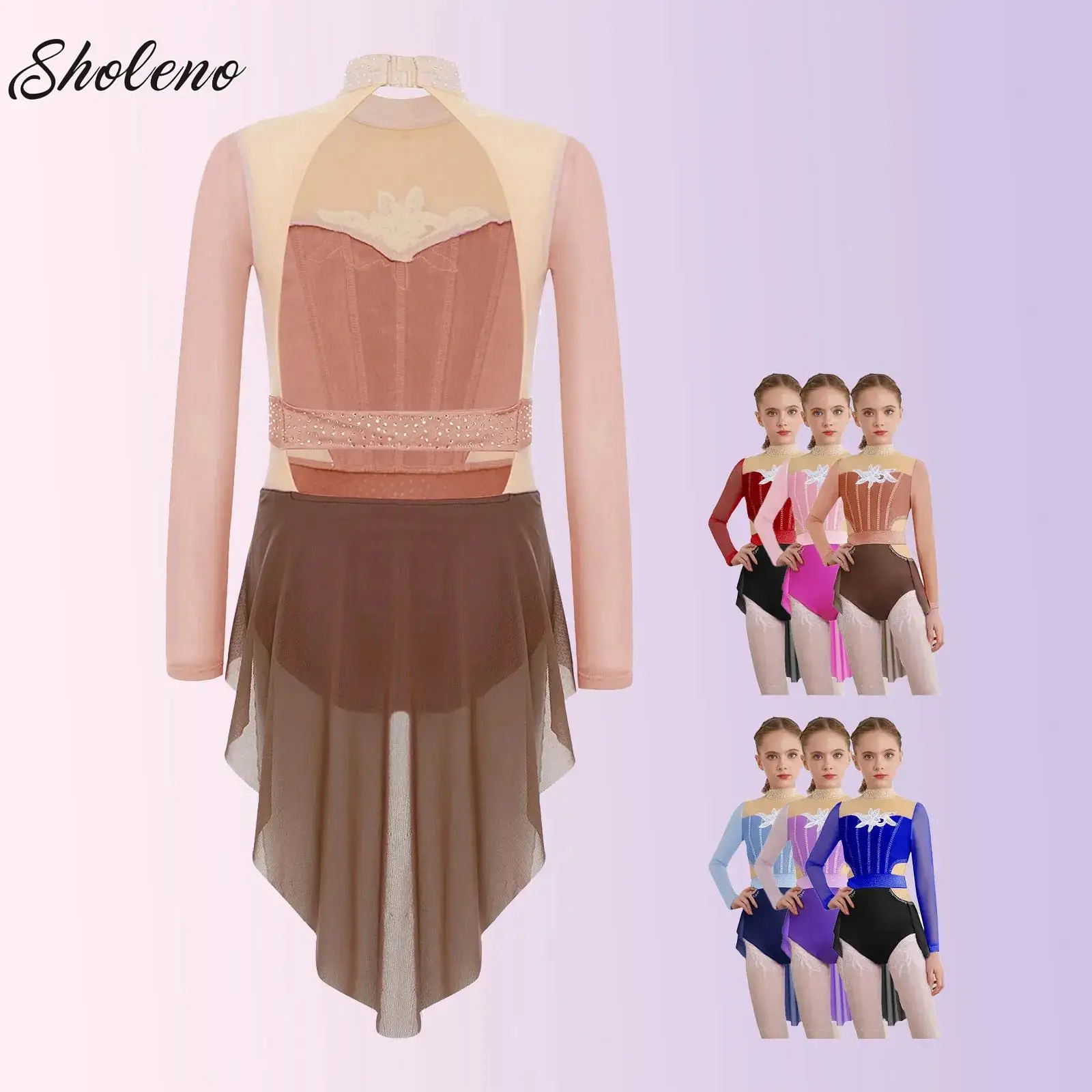 

Girls Lyrical Contemporary Dancewear Ballet Practice Leotard Tutu Dress Professional Figure Skating Competition Dance Costume