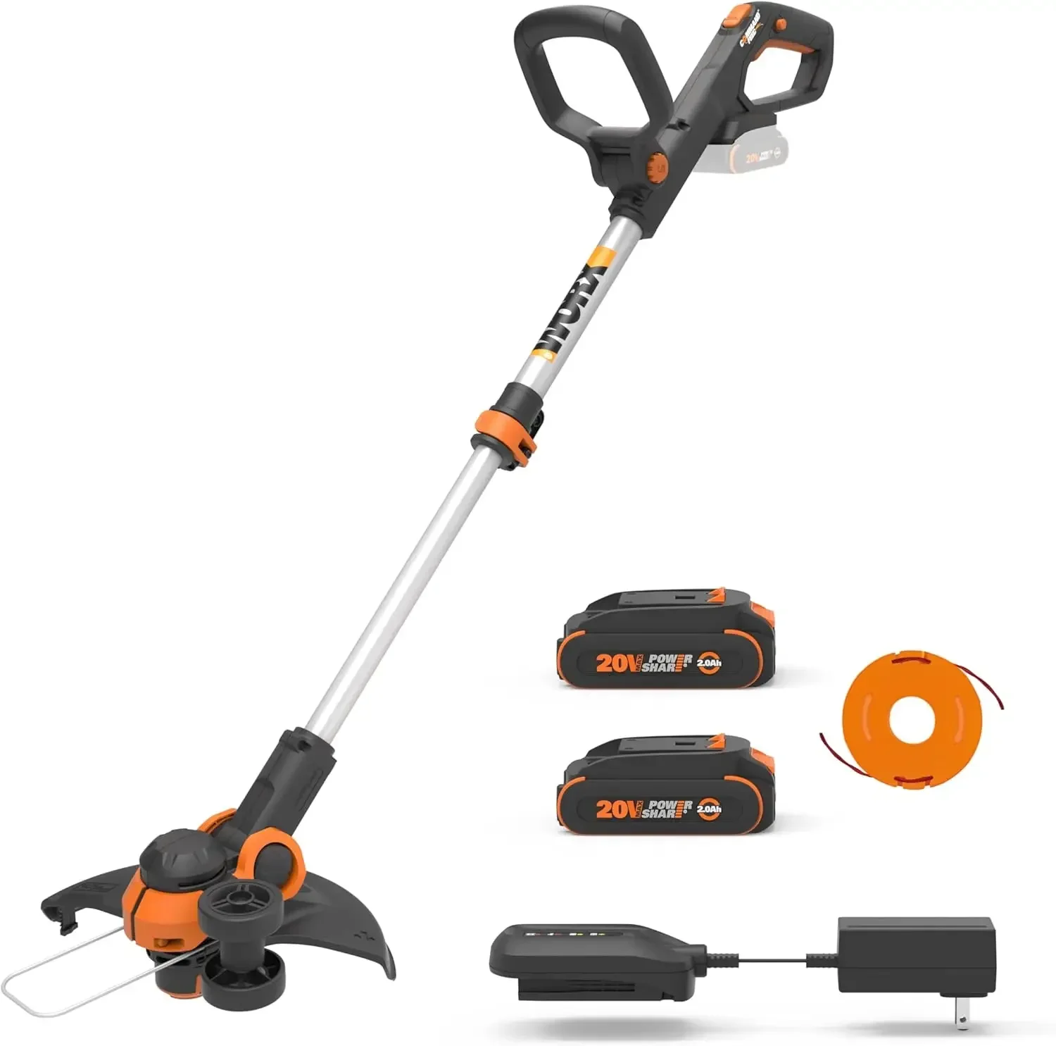 

Cordless String Trimmer Lawn Edger 12 Inch Electric Weed Wacker 55 Lbs 20V Weed Eater 90 Degree Pivoting Head Two Batteries Char