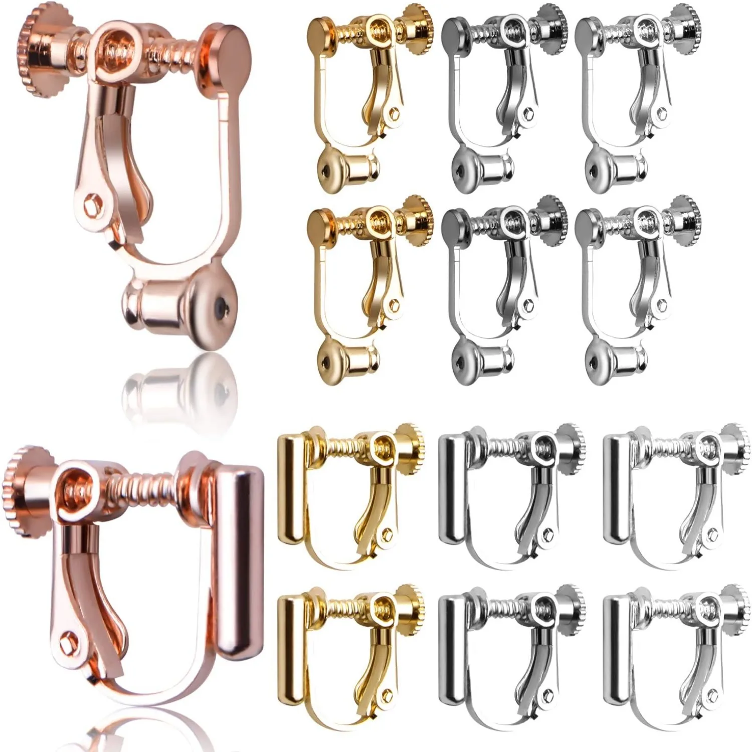 

16pcs Clip-on Earring Converters Earring Clip Components and 16pcs Silicone Earring Cushions for Non-Pierced Ears