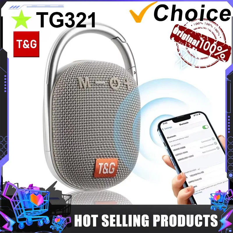 T&G TG321 Portable Bluetooth Mini Speakers Outdoor TWS Music Player Box Audio LED Lights Outdoor Subwoofer Support USB/TF Card