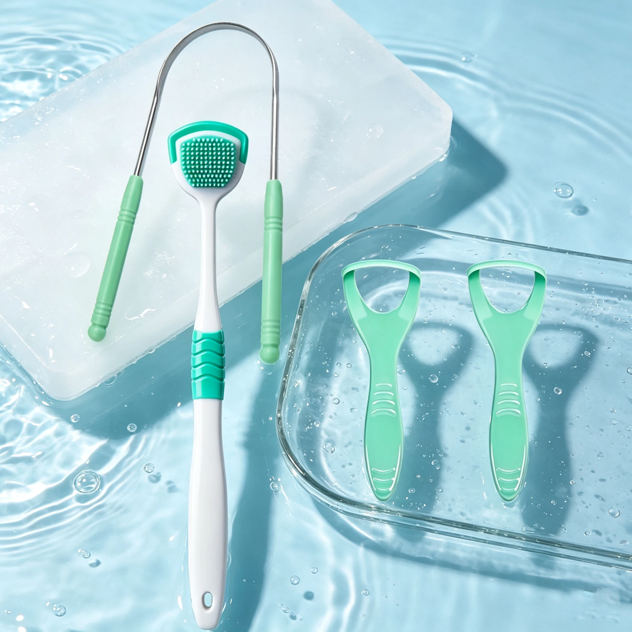 Portable Tongue Cleaning Tool Set, Soft Tongue Scraper + Stainless Steel U-Shaped Tongue Scraper + Plastic Tongue Scraper, Non-Slip Handle Design, Washable, Reusable, Household Oral Care Tool