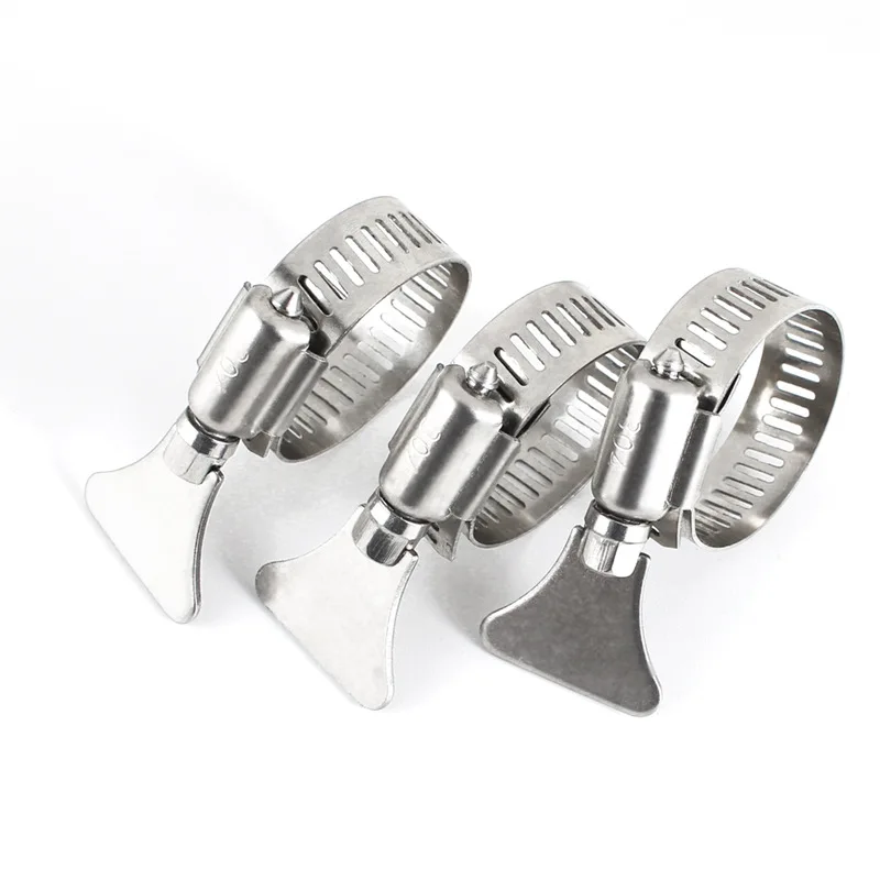 

304 stainless steel with handle type throat hoop clamp, water pipe and trachea clamp fixing clip buckle joint hand screw fast