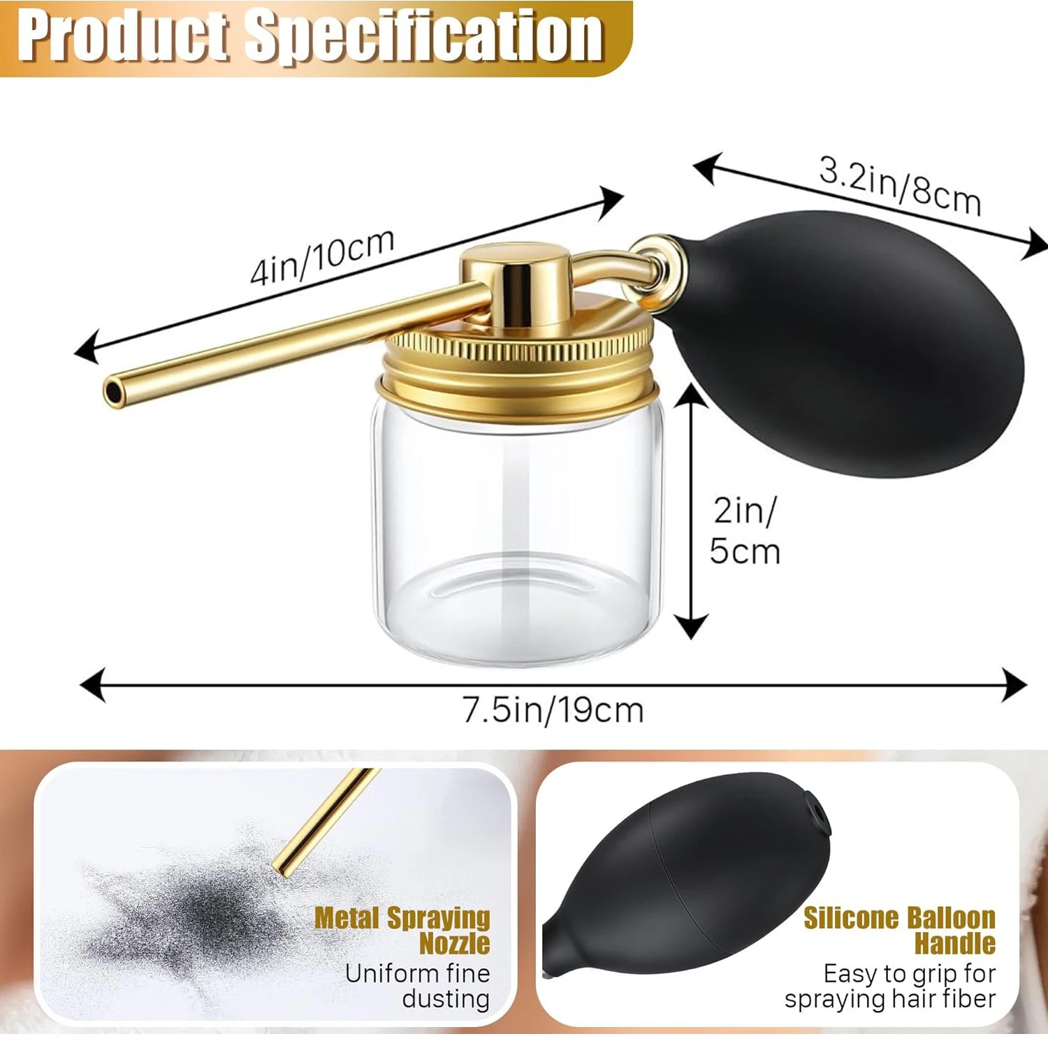

1PC Refillable Barber Powder Spray Bottle Hair Building Fiber Applicator Talc Powder Blower Puffer Tools Salon Accessories