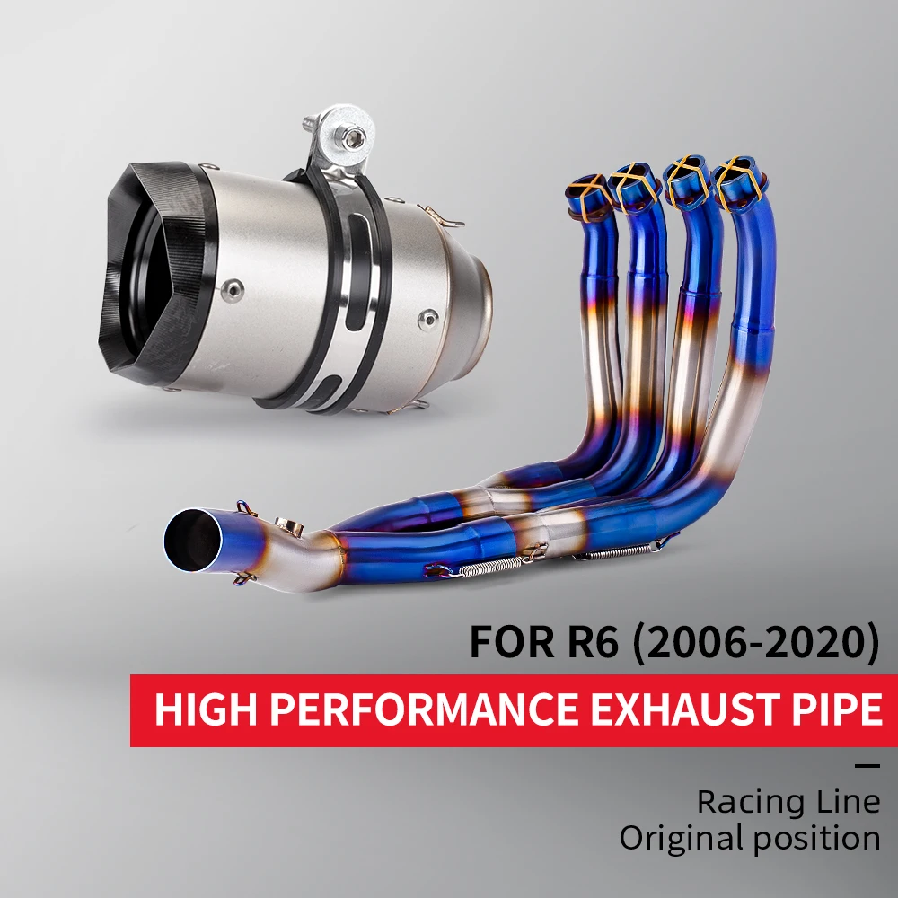 FOR YZF-R6 R6 Full Section Stainless Steel Exhaust Complete Kit Compatible with R6 Exhaust System (2006-2020 Models)