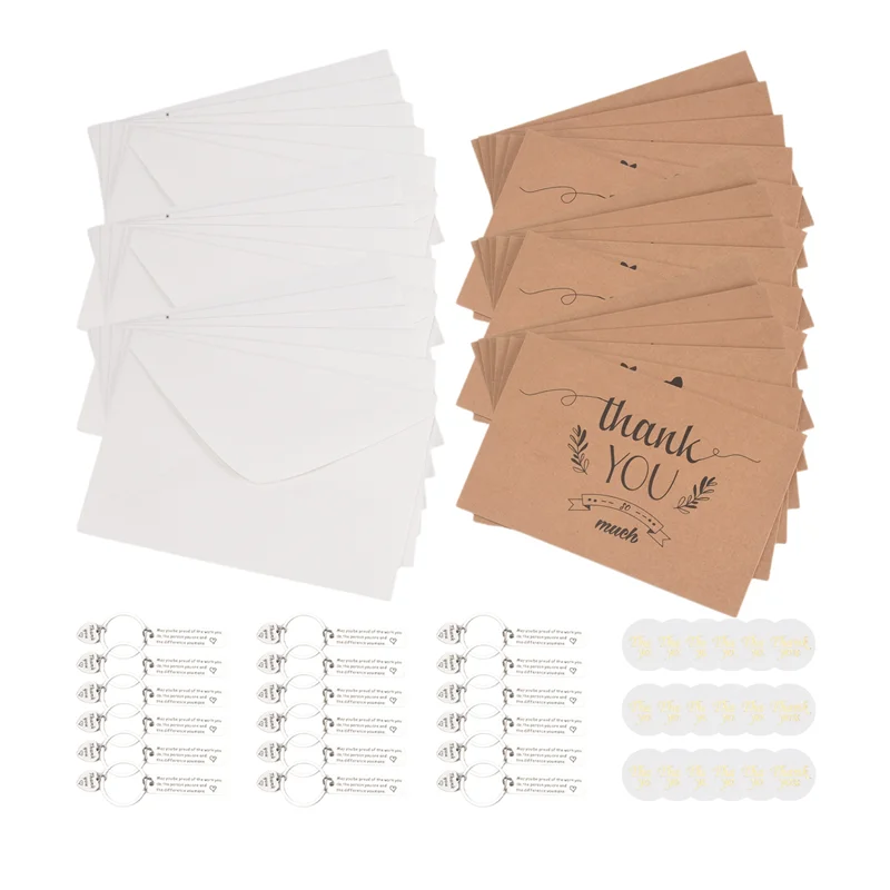 

ABIJ-18 шт. набор поздравительных открыток с благодарностью с конвертами и наклейками, бумажные карты с несколькими дизайнами для любого получателя с брелоком