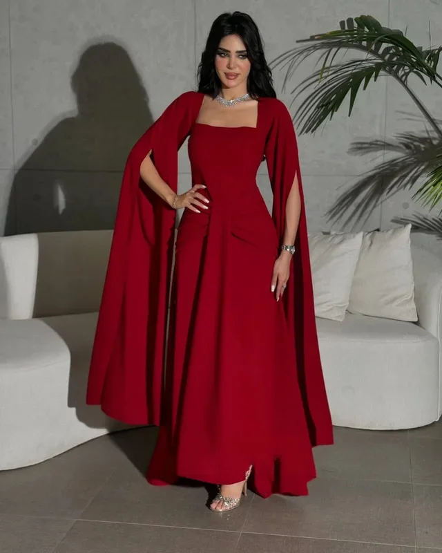 Little Daisy CustomizedCrepe Prom Dresses Evening Dress Red A-Line Simple Women Evening Gowns Formal Party Dress