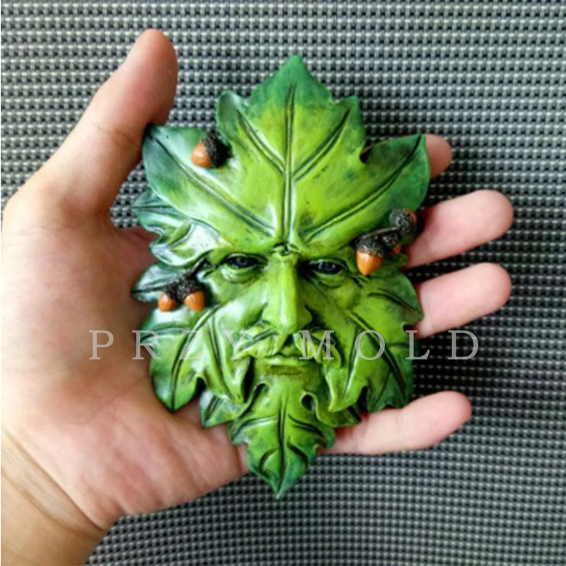 PRZY-Silicone Mold Leaf Man Avatar Leaves with Nut Face, Handmade Molds for Home Decoration, Handicrafts, Aroma Stone Molds