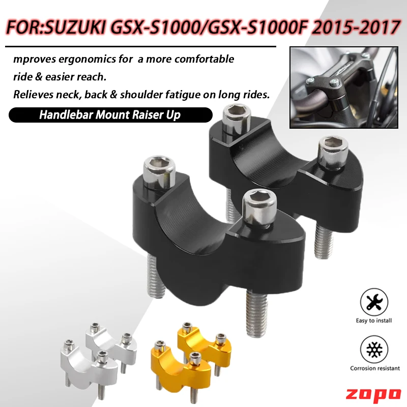 

GSXS1000 GSXS1000F Handlebar Riser for Suzuki GSX-S1000 GSX-S1000F 2015-2023 Motorcycle Handle Bar Extend Mount Clamp Adapter