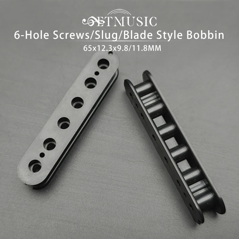 

20Pcs Mini Guitar Pickup Bobbin 65x12.3x9.8/11.8mm 6 Hole Screw or Slug Style/One line Style Guitar Bobbin Black