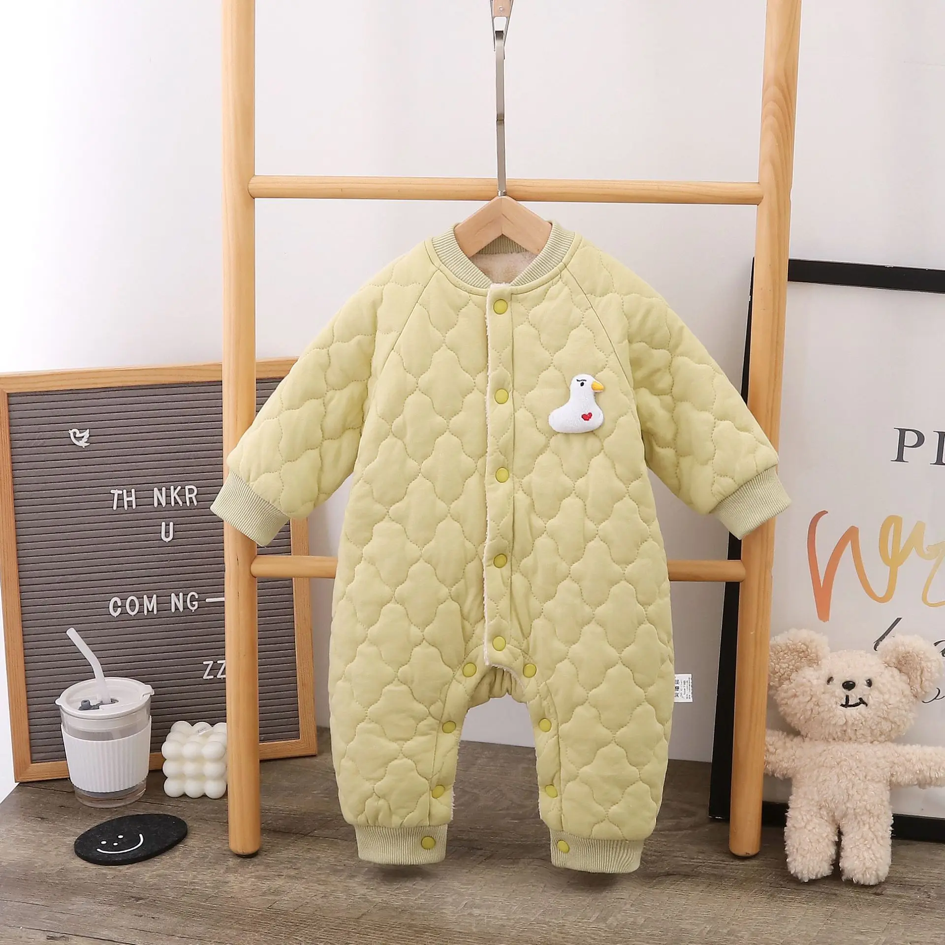 

Jenny&Dave Baby jumpsuit autumn and winter 2023 new cotton padded thick cotton jacket for half year old babies going out with co