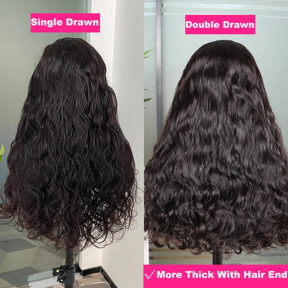 Yiwigs 250% densidade onda de água super duplo desenhado vietnamita 100% perucas de cabelo humano cru encaracolado 4x4 peruca de fechamento de renda para mulher